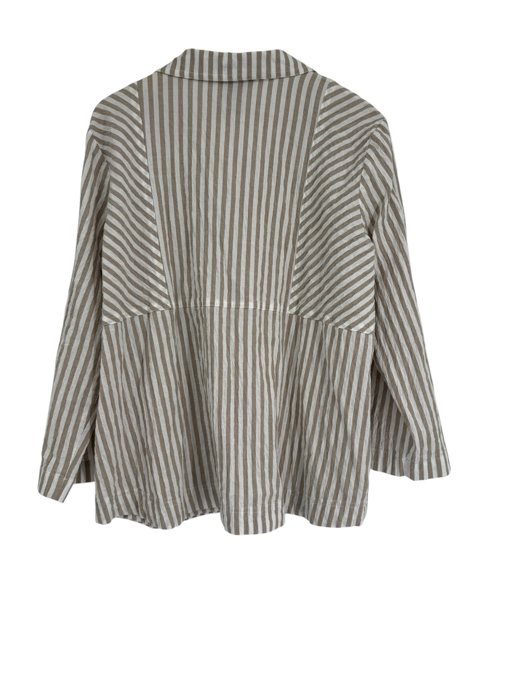 Ali Miles Top Button Up Striped Cotton Blend Shirt Size 1X Roll Tab Women beach - Picture 2 of 10